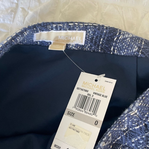 Michael Kors Tweed Blue and White Mini Pencil Skirt - Picture 4 of 9